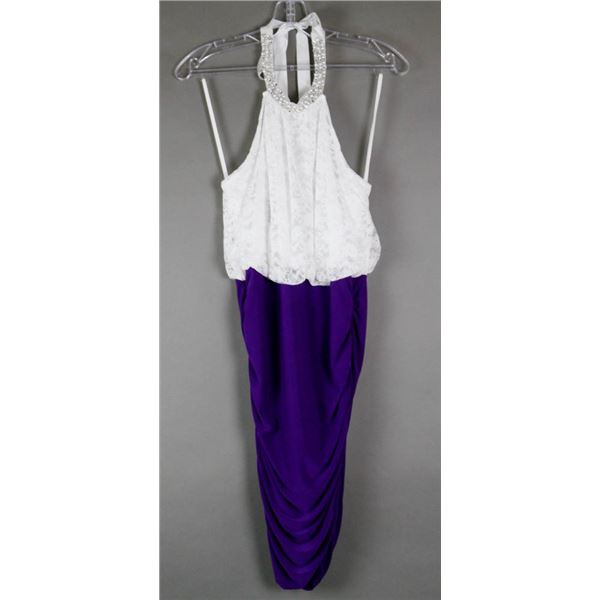 WHITE LACE/ PURPLE DK FASHION FORMAL DESIGNER