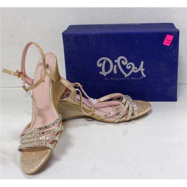 DIVA CHAMPAGNE WEDGE HEEL FORMAL SHOES; SIZE 10M