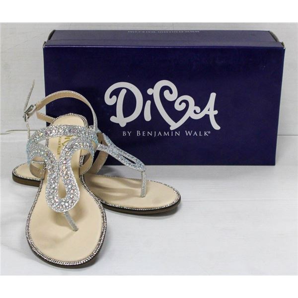 DIVA SILVER FLAT STRAPPED FORMAL SANDALS; SIZE 6M
