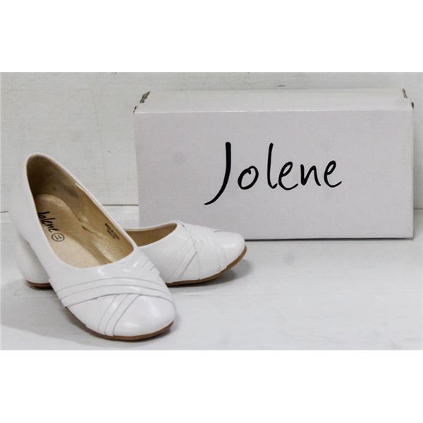 JOLENE WHITE YOUTH SLIDE ON FORMAL SHOES;