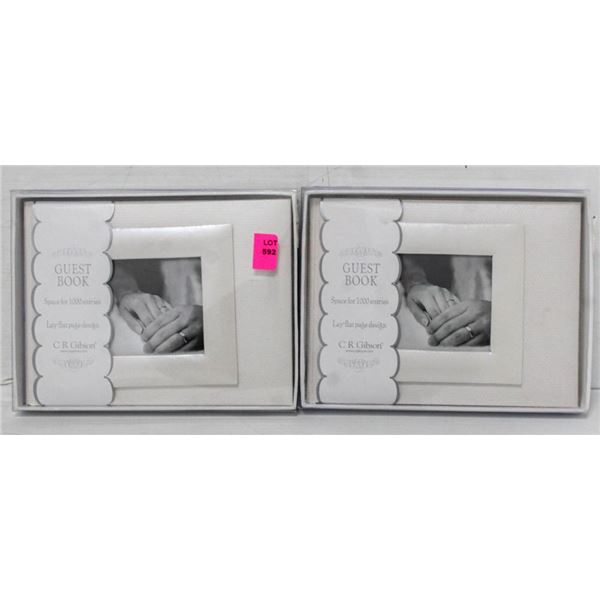 LOT OF 2 C.R. GIBSON WHITE GUEST BOOKS- 1000