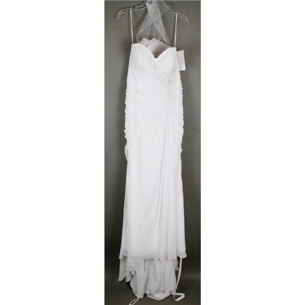 WHITE EDDY K DESIGNER BRIDAL GOWN; SIZE 14