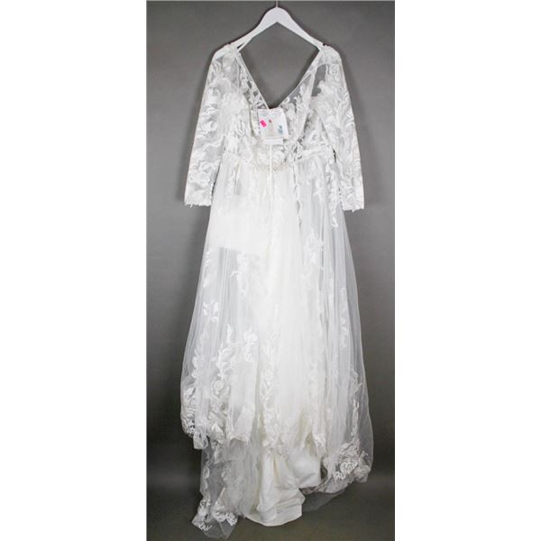 BONE LACE BONNY DESIGNER BRIDAL GOWN; SIZE 12