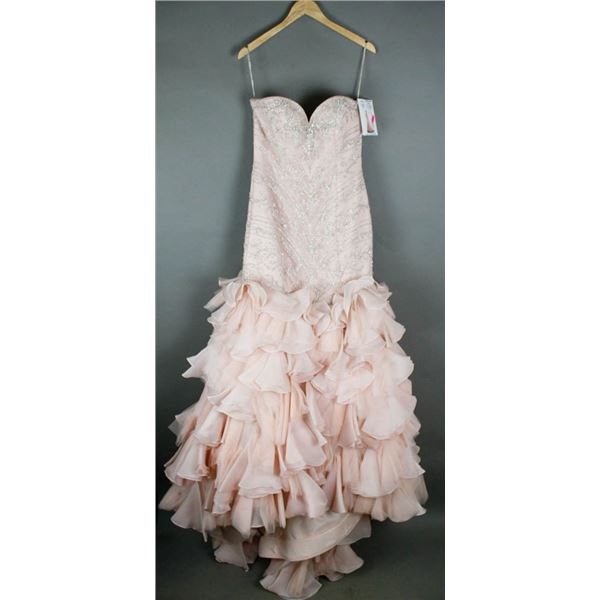BLUSH PINK BONNY DESIGNER BRIDAL GOWN; SIZE 12