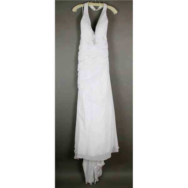 WHITE EDDY K DESIGNER BRIDAL GOWN; SIZE 14