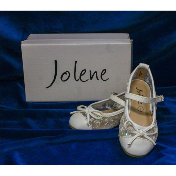 IVORY/ LACE JOLENE CHILDREN'S FORMAL SHOES; SIZE 2