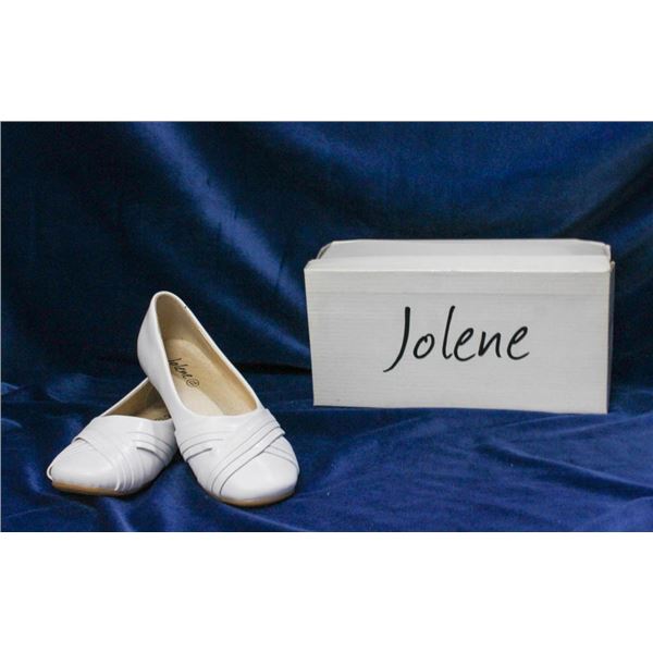 WHITE JOLENE TODDLERS FORMAL SLIDE ON FLATS;
