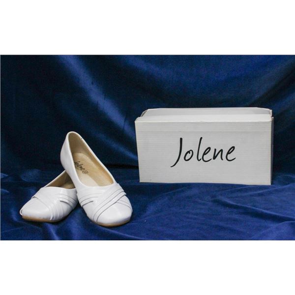 WHITE JOLENE CHILDREN'S FORMAL SLIDE ON FLATS;