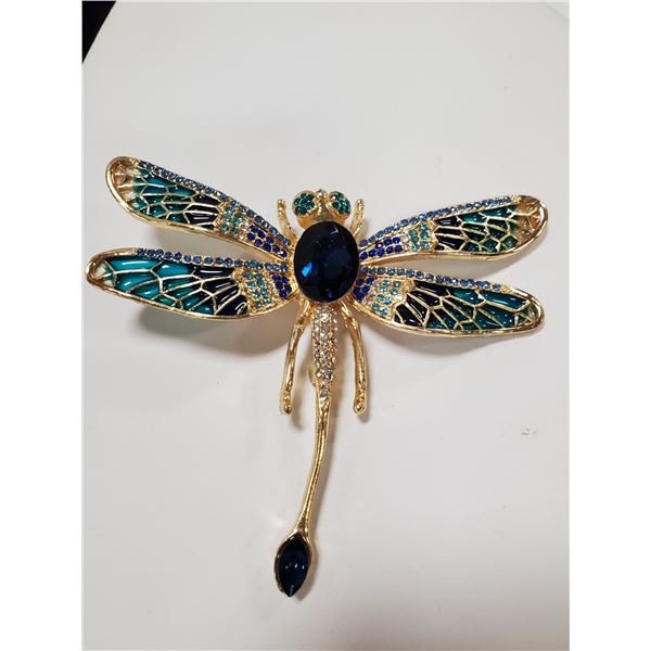 DRAGONFLY RHINESTONE BROOCH