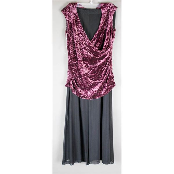 CRUSH PLUM OH LA LA FORMAL TOP W/ BLACK PANTS;