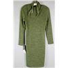 Image 1 : OLIVE GREEN CARTISE DESIGNER DRESS; SIZE 4