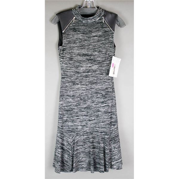 GREY/ BLACK / ZIPPERED FRANK LYMAN DESIGNER DRESS;