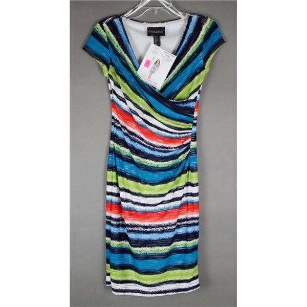 GREEN/ BLUE MULTI COLOR FRANK LYMAN DESIGNER DRESS