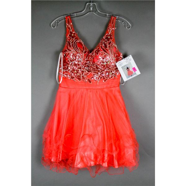 RED/ PINK MAGENTA BEADED JOLENE FORMAL DESIGNER