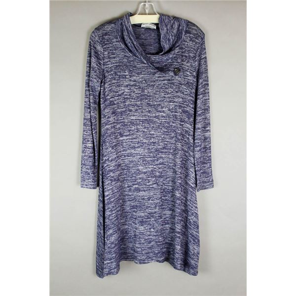 NAVY BLUE/ GREY LONG SLEEVE MARVELLA DESIGNER DRESS
