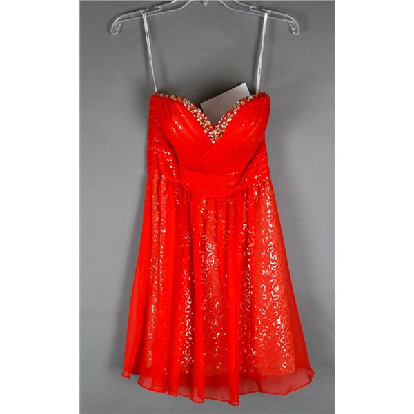 RED SEQUENCE JOLENE DESIGNER DRESS; SIZE SMALL