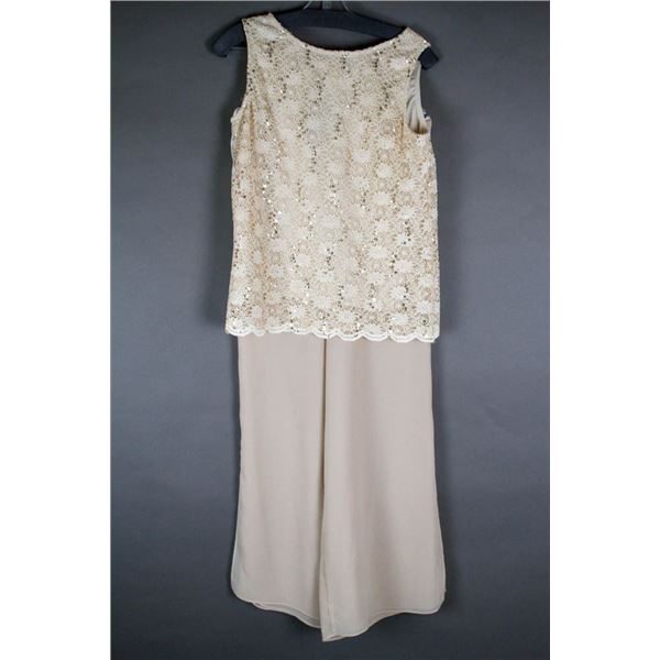 CHAMPAGNE 2PC JOLENE FORMAL DESIGNER PANT OUTFIT;