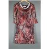 Image 1 : BURGUNDY GRAPHIC PRINT MARVELLA DESIGNER DRESS;