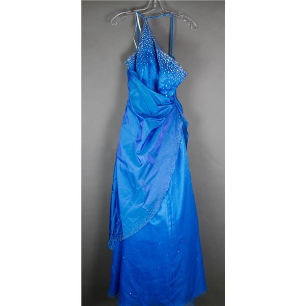 BLUE/ BEADED NADINE DESIGNER FORMAL DRESS;
