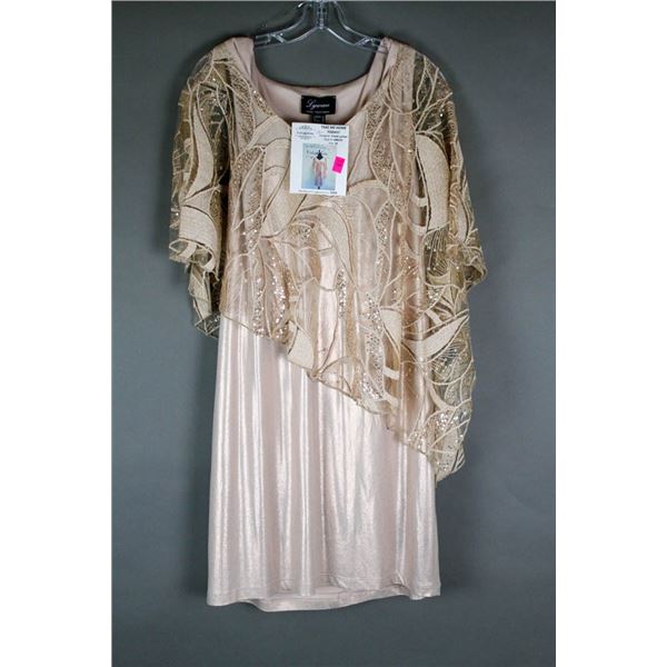 ROSE GOLD FRANK LYMAN FORMAL DESIGNER DRESS;
