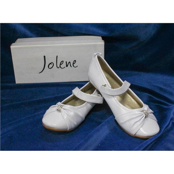 WHITE JOLENE TODDLERS FORMAL BALLET SLIPPER SHOES;