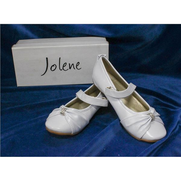 WHITE JOLENE TODDLERS FORMAL BALLET SLIPPER SHOES;