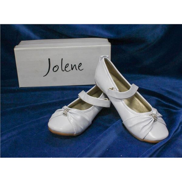 WHITE JOLENE TODDLERS FORMAL BALLET SLIPPER SHOES;