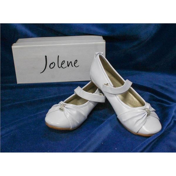 WHITE JOLENE TODDLERS FORMAL BALLET SLIPPER SHOES;
