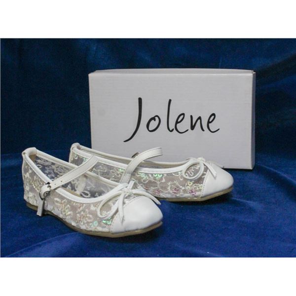 IVORY LACE JOLENE TODDLERS BRIDAL SLIPPERS;