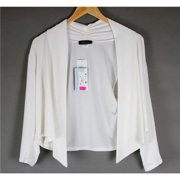 BONE WHITE JULIA IMPEX FORMAL OPEN FRONT BOLERO