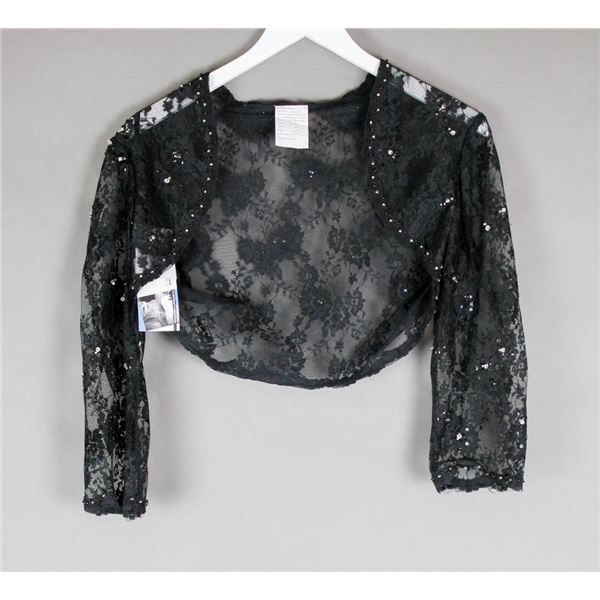 BLACK LACE BEADED JOSHUA B FORMAL DESIGNER BOLERO