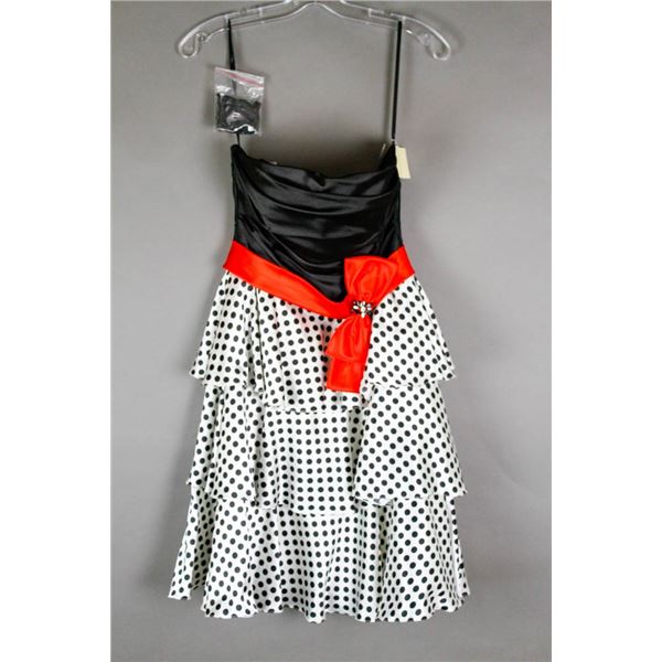 BLACK/ WHITE POLKA DOT VENUS BRIDAL FORMAL DRESS