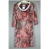 Image 1 : BURGUNDY/ WHITE MARVELLA DESIGNER DRESS; SIZE MED