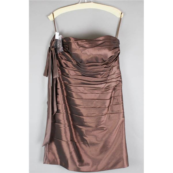 CHOCOLATE BROWN VENUS FORMAL DESIGNER DRESS;