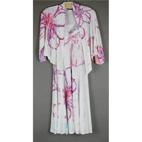 WHITE/ FLORAL JULIA IMPEX DESIGNER 2PC DRESS;