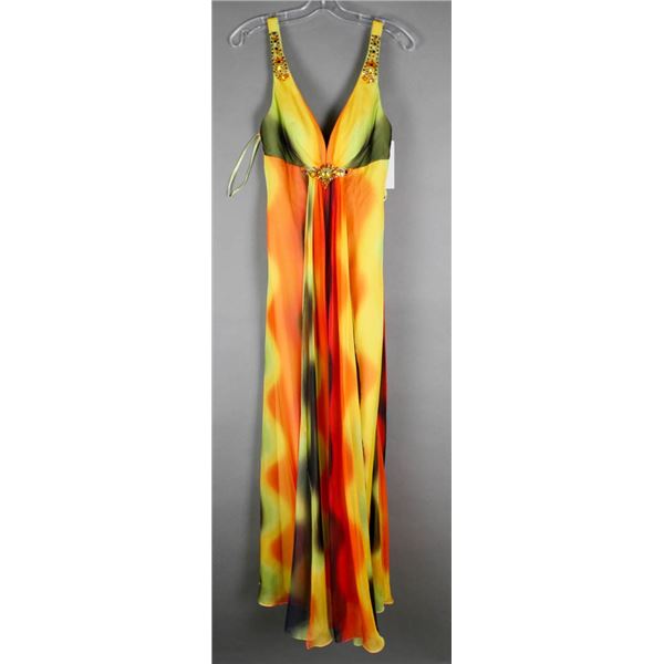 MULTI COLORED BELLA FORMAL DESIGNER DRESS;