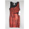 Image 1 : METALLIC RED/ BLACK DK FASHION DESIGNER DRESS;