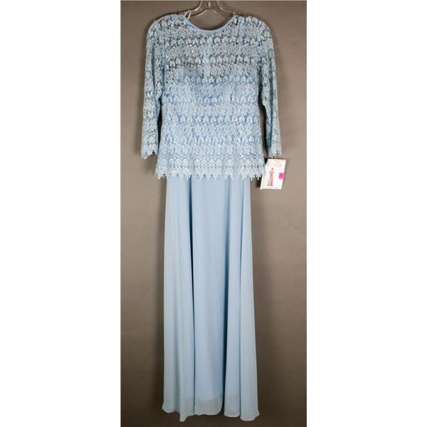 SKY BLUE LACE TOP JOLENE FORMAL DESIGNER DRESS;