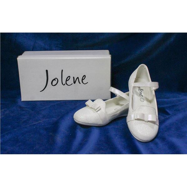 WHITE SPARKLE JOLENE TODDLERS BRIDAL SLIPPERS;