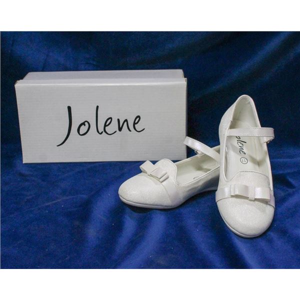 WHITE SPARKLE JOLENE CHILDREN'S BRIDAL SLIPPERS;