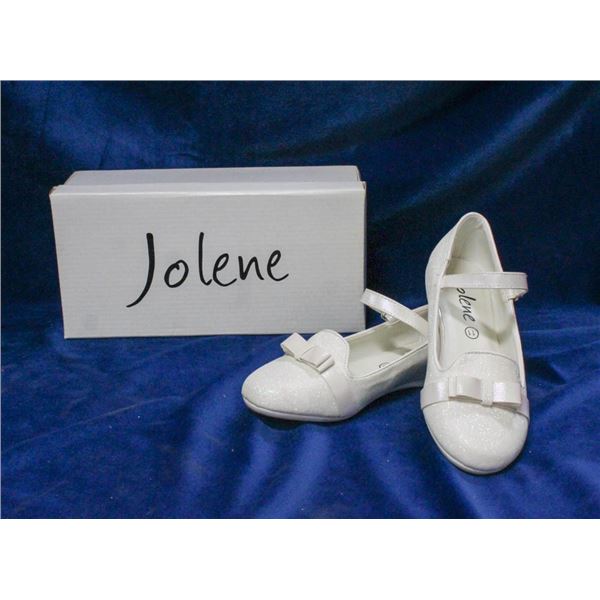 WHITE SPARKLE JOLENE CHILDREN'S BRIDAL SLIPPERS;