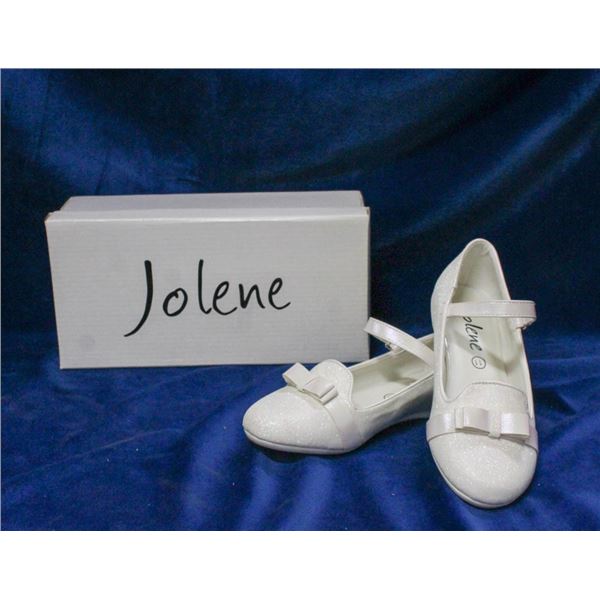 WHITE SPARKLE JOLENE CHILDREN'S BRIDAL SLIPPERS;