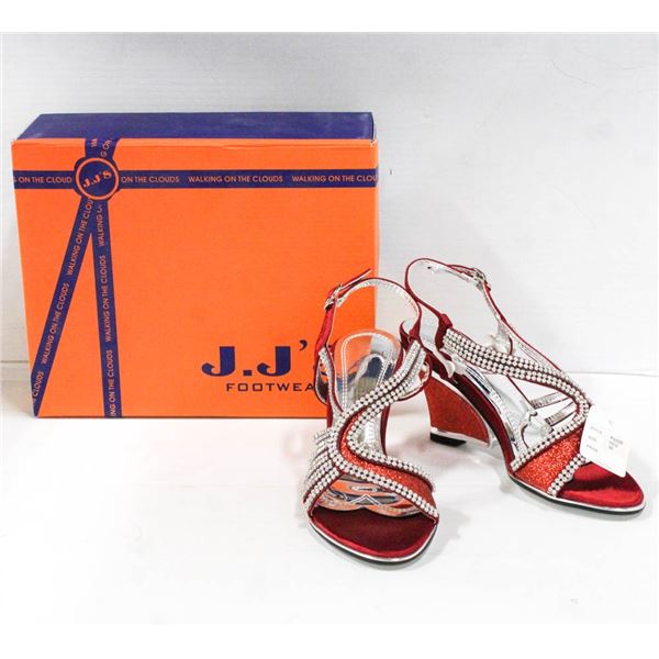 RED/ RHINESTONE STUDDED HIGH HEEL J.J'S FOOTWEAR