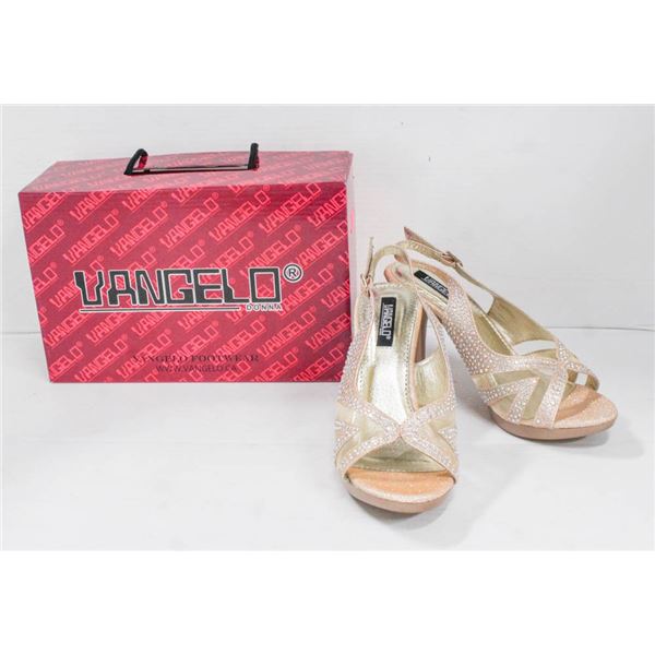 CHAMPAGNE RHINESTONE VANGELO FORMAL HIGH HEELS;