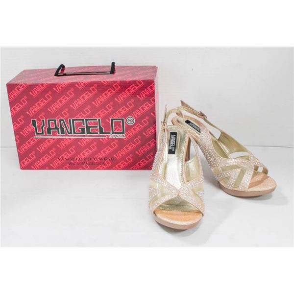 CHAMPAGNE RHINESTONE VANGELO FORMAL HIGH HEELS;