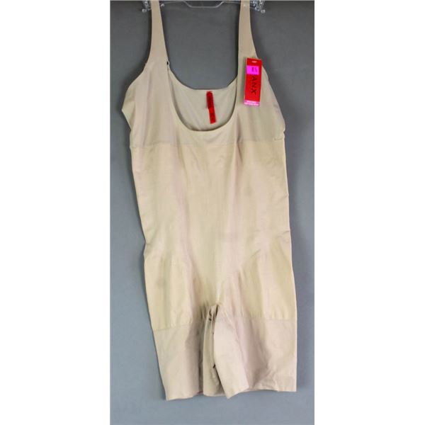 SPANX OPEN BUST MID-THIGH BODY SUIT; NATURAL-
