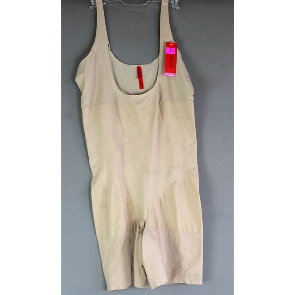 SPANX OPEN BUST MID-THIGH BODY SUIT; NATURAL-