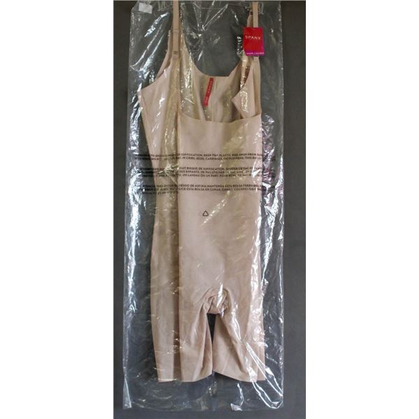 SPANX OPEN BUST MID-THIGH BODY SUIT; SOFT NUDE-