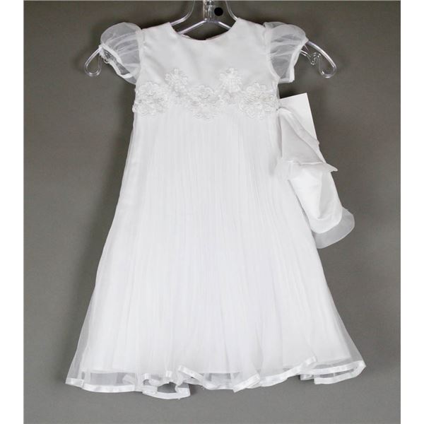 WHITE SHEER JOLENE INFANTS DESIGNER DRESS W/