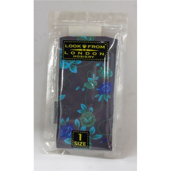 LOOK FROM LONDON O/S HOSIERY; BLUE FLORAL